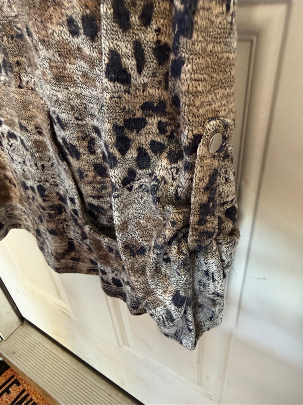Ruby Rd. Neutral Leopard Print Cowl Neck Pullover - Picture 2 of 4